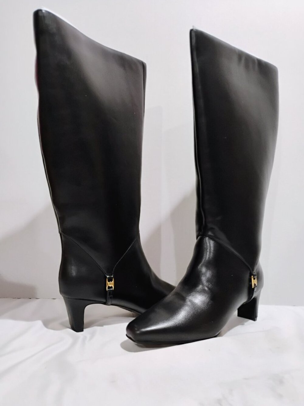 Anne Klein Black Pointed-Toe Knee High Boots Iverson Black Wide Calf 9.5